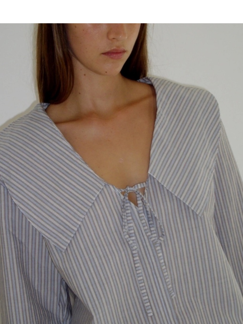 Deiji Studios Collar Tie Shirt Seas Stripe Organic Cotton Size S